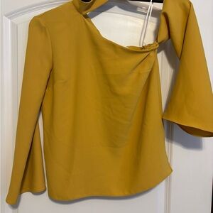 Amanda Uprichard Mustard Asymmetrical Blouse